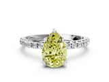 White gold Fancy Yellow Pear  Cut Diamond Pavé Band Solitaire with Four-Prong Setting_3