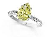 White gold Fancy Yellow Pear  Cut Diamond Pavé Band Solitaire with Four-Prong Setting_4