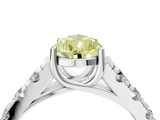 White gold Fancy Yellow Pear  Cut Diamond Pavé Band Solitaire with Four-Prong Setting_7