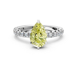 White gold Fancy Yellow Pear  Cut Diamond Pavé Band with Four-Prong Setting_16