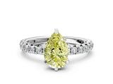 White gold Fancy Yellow Pear  Cut Diamond Pavé Band with Four-Prong Setting_37