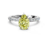 White gold Fancy Yellow Pear Cut Diamond Pavé Engagement Ring with Round  Accents and Prong Setting_105