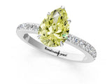 White gold Fancy Yellow Pear Cut Diamond Pavé Engagement Ring with Round  Accents and Prong Setting_106