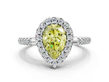 White gold Fancy Yellow Pear Cut Diamond Pavé Halo Ring with Four-Prong Setting_48