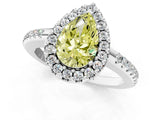 White gold Fancy Yellow Pear Cut Diamond Pavé Halo Ring with Four-Prong Setting_49
