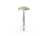 White gold Fancy Yellow Pear Cut Diamond Pavé Halo Ring with Four-Prong Setting_50