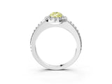 White gold Fancy Yellow Pear Cut Diamond Pavé Halo Ring with Four-Prong Setting_51