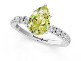 White gold Fancy Yellow Pear Cut Diamond Pavé Solitaire Engagement Ring with Four-Prong Setting_92
