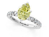 White gold Fancy Yellow Pear Cut Diamond Pavé Solitaire Ring with Round Band and Prong Setting_14