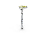 White gold Fancy Yellow Pear Cut Diamond Pavé Solitaire Ring with Round Band and Prong Setting_15