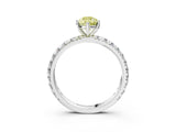 White gold Fancy Yellow Pear Cut Diamond Pavé Solitaire Ring with Round Band and Prong Setting_16