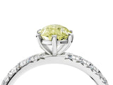 White gold Fancy Yellow Pear Cut Diamond Pavé Solitaire Ring with Round Band and Prong Setting_17