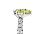White gold Fancy Yellow Pear Cut Diamond Pavé Solitaire Ring with Round Band and Prong Setting_18