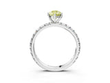 White gold Fancy Yellow Pear Cut Diamond Pavé Solitaire Ring with Round Band and Prong Setting_40