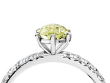 White gold Fancy Yellow Pear Cut Diamond Pavé Solitaire Ring with Round Band and Prong Setting_41