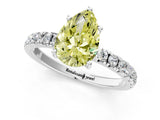 White gold Fancy Yellow Pear Cut Diamond Pave Band Solitaire Ring with Round  and Prong Setting_143