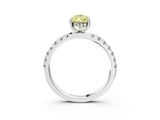 White gold Fancy Yellow Pear Cut Diamond Pave Band Solitaire Ring with Round  and Prong Setting_146