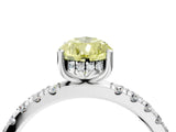 White gold Fancy Yellow Pear Cut Diamond Pave Band Solitaire Ring with Round  and Prong Setting_146