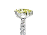 White gold Fancy Yellow Pear Cut Diamond Pave Band Solitaire Ring with Round  and Prong Setting_147