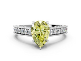 White gold Fancy Yellow Pear  Cut Diamond Pave Band with Four-Prong Setting_37