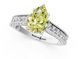 White gold Fancy Yellow Pear  Cut Diamond Pave Band with Four-Prong Setting_38