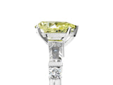 White gold Fancy Yellow Pear  Cut Diamond Ring with Baguette Side Stones, Channel Set Band, and Four-Prong Setting_41