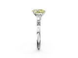 White gold Fancy Yellow Pear  Cut Diamond Ring with Baguette Side Stones, Channel Set Band, and Four-Prong Setting_5
