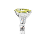 White gold Fancy Yellow Pear  Cut Diamond Ring with Baguette Side Stones, Channel Set Band, and Four-Prong Setting_8