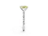 White gold Fancy Yellow Pear Cut Diamond Ring with Marquise and Round  Side Stones and Four-Prong Setting_66