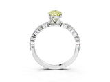 White gold Fancy Yellow Pear Cut Diamond Ring with Marquise and Round  Side Stones and Four-Prong Setting_66