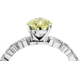 White gold Fancy Yellow Pear Cut Diamond Ring with Marquise and Round  Side Stones and Four-Prong Setting_67