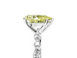 White gold Fancy Yellow Pear Cut Diamond Ring with Marquise and Round  Side Stones and Four-Prong Setting_70