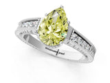 White gold Fancy Yellow Pear Cut Diamond Ring with Milgrain Pavé Band and Four-Prong Setting_32