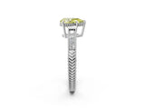 White gold Fancy Yellow Pear Cut Diamond Ring with Milgrain Pavé Band and Four-Prong Setting_34