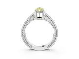 White gold Fancy Yellow Pear Cut Diamond Ring with Milgrain Pavé Band and Four-Prong Setting_34
