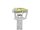 White gold Fancy Yellow Pear Cut Diamond Ring with Milgrain Pavé Band and Four-Prong Setting_36