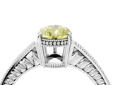 White gold Fancy Yellow Pear Cut Diamond Ring with Milgrain Pavé Band and Four-Prong Setting_36