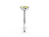 White gold Fancy Yellow Pear Cut Diamond Ring with Pavé Band and Floral Prong Setting_41