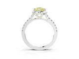 White gold Fancy Yellow Pear Cut Diamond Ring with Pavé Band and Floral Prong Setting_42