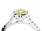 White gold Fancy Yellow Pear Cut Diamond Ring with Pavé Band and Floral Prong Setting_43