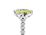 White gold Fancy Yellow Pear Cut Diamond Ring with Pavé Band and Floral Prong Setting_44