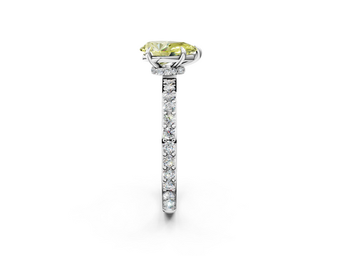 White gold Fancy Yellow Pear  Cut Diamond Ring with Pavé Band and Four-Prong Setting_42