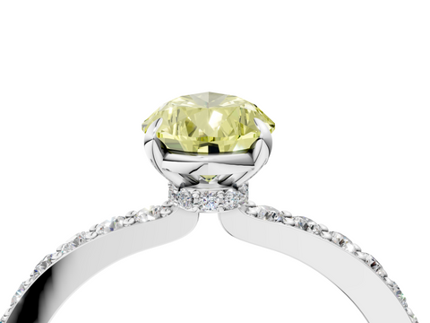 White gold Fancy Yellow Pear  Cut Diamond Ring with Pavé Band and Four-Prong Setting_44