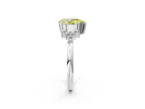 White gold Fancy Yellow Pear Cut Diamond Ring with Side Stones and Four-Prong Setting_139