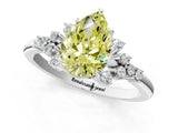 White gold Fancy Yellow Pear Cut Diamond Ring with Side Stones and Four-Prong Setting_139