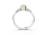 White gold Fancy Yellow Pear Cut Diamond Ring with Side Stones and Four-Prong Setting_140