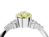 White gold Fancy Yellow Pear Cut Diamond Ring with Side Stones and Four-Prong Setting_141