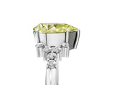 White gold Fancy Yellow Pear Cut Diamond Ring with Side Stones and Four-Prong Setting_143