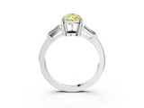 White gold Fancy Yellow Pear  Cut Diamond Ring with Tapered Baguette Side Stones in Four-Prong Setting_6