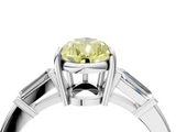 White gold Fancy Yellow Pear  Cut Diamond Ring with Tapered Baguette Side Stones in Four-Prong Setting_7